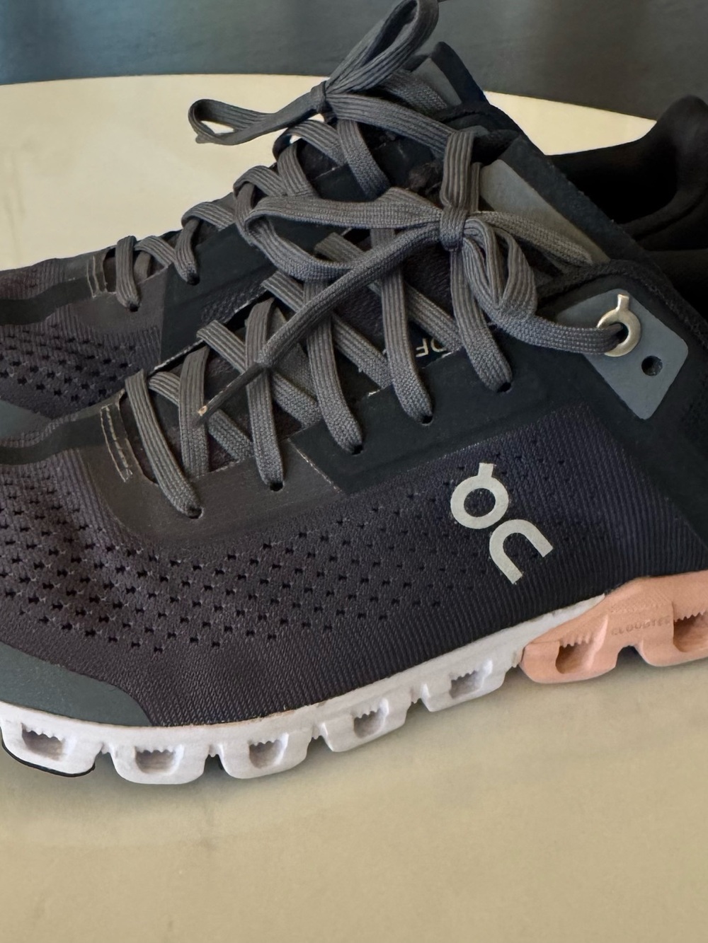 On Running Women’s Cloud Flow 3.0 Athletic Shoes Rock Gray with Rose Accents
